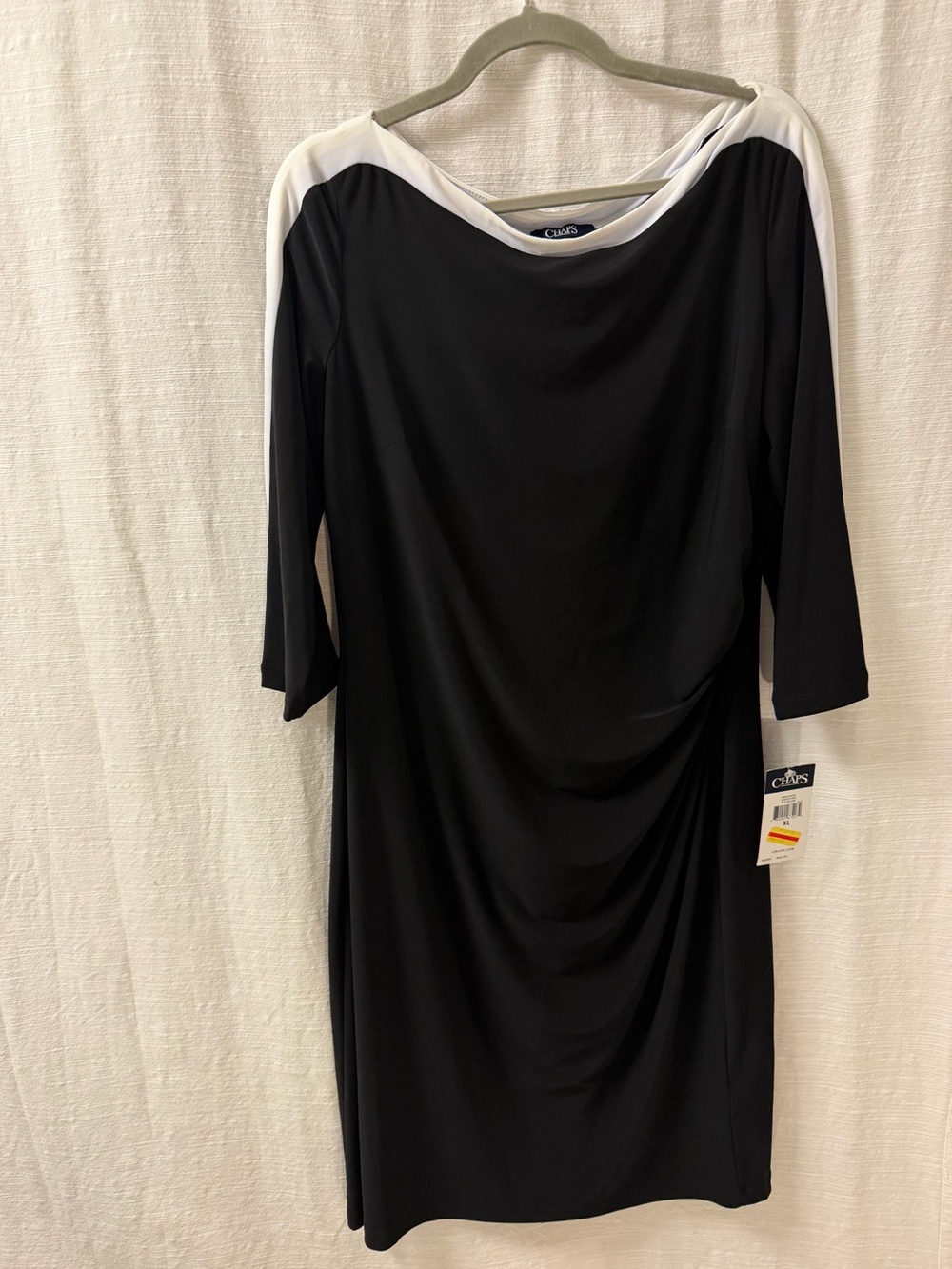 Chaps Black and White Boatneck Dress NWT